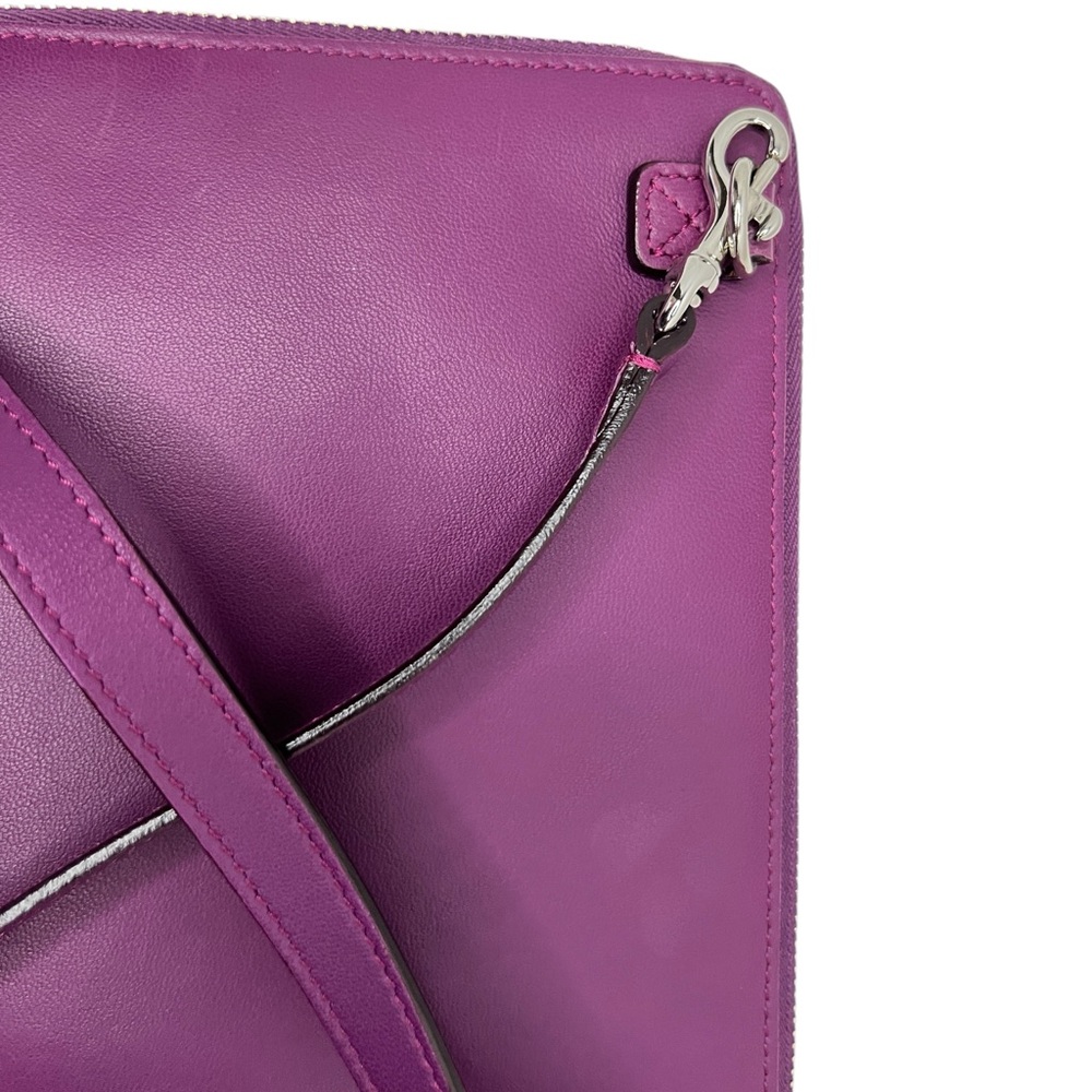 Elena Ghisellini Purple Leather 11" Tablet Case Cross body Padded Bag - Picture 5 of 14